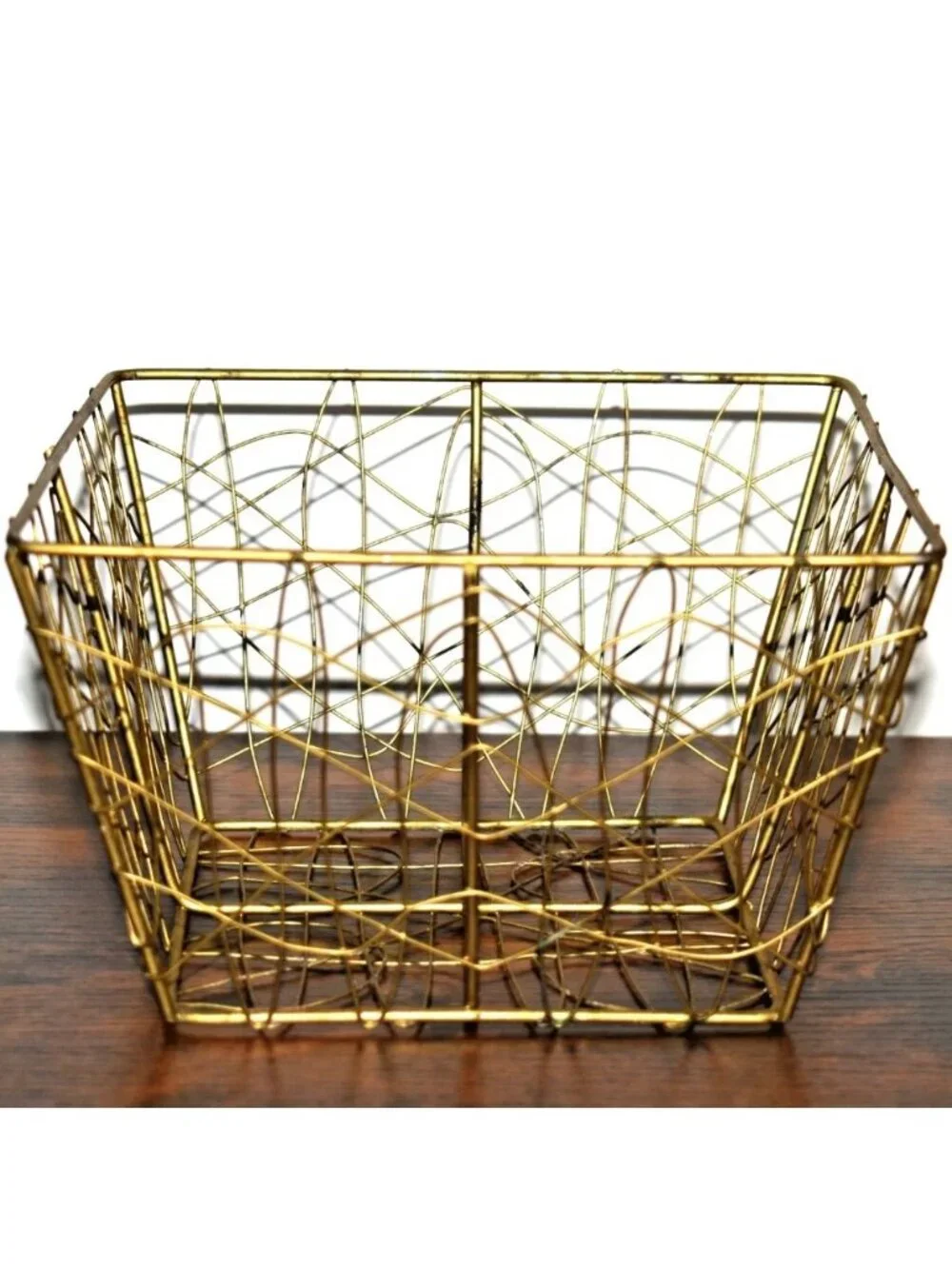 Set Of 2 Gold Wire Vintage Baskets - 7
